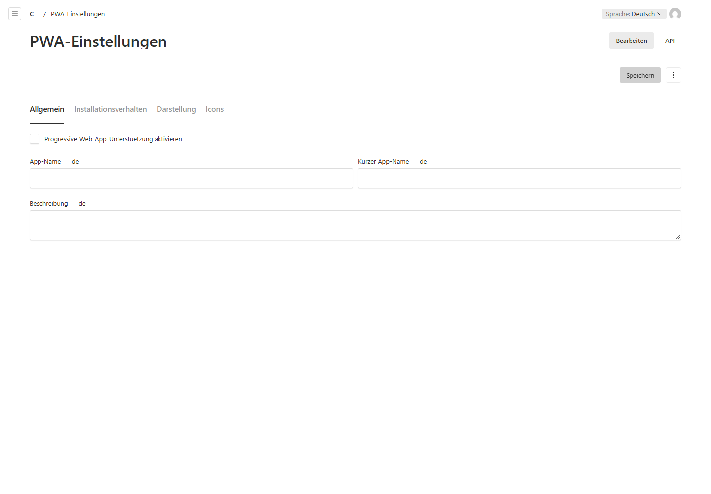 Name, Icons und Darstellung für die installierbare Website.